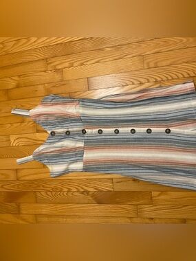 Striped Sleeveless Button-Front Women’s Dress in Blue & Rust